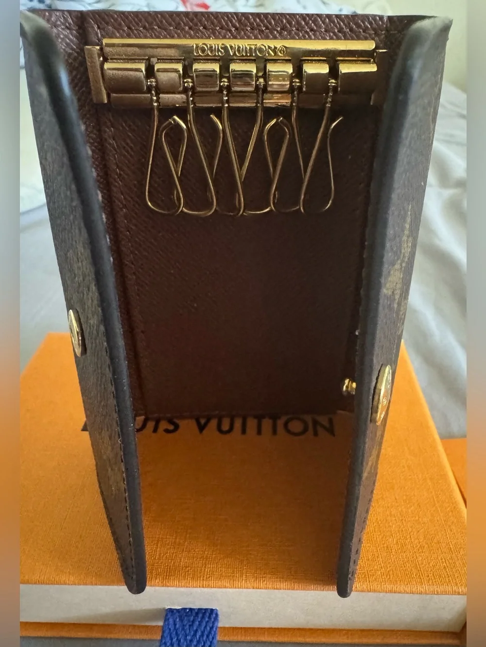 Authentic Louis Vuitton Monogram Card & Key Holder in Brown and Gold